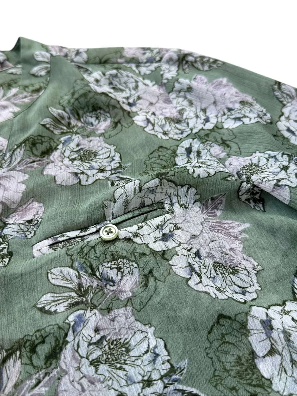 KUT From The Kloth Sage Green Floral Blouse Medium Cottagecore Boho Peasant Top - Picture 4 of 10